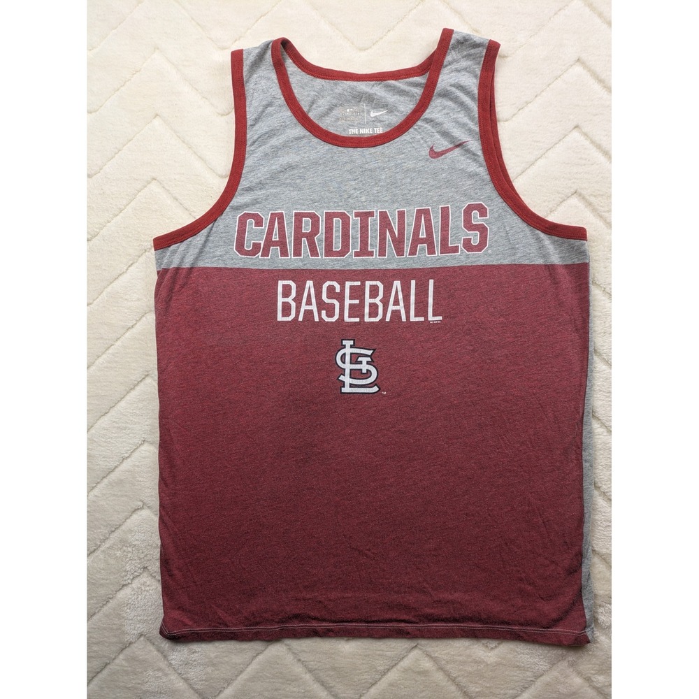 Nike St Louis Cardinals MLB Baseball Tank Top Mens Medium Gray Red Tri-Blend